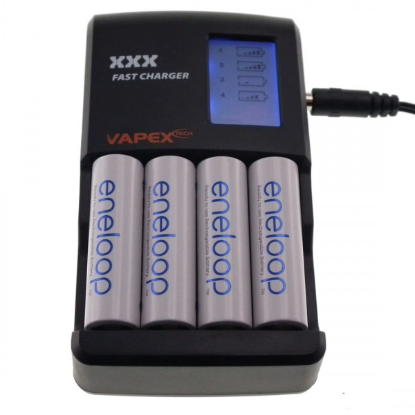 R6 NiMH Batteries with LCD VapexTech Smart Fast Charger for AA USB R3 / AAA 