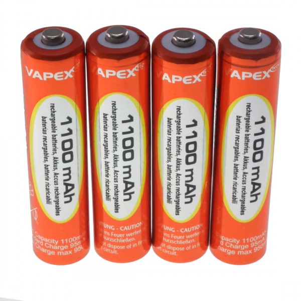 4 x AAA NiMH 1100mAh Rechargeable Batteries VapexTech